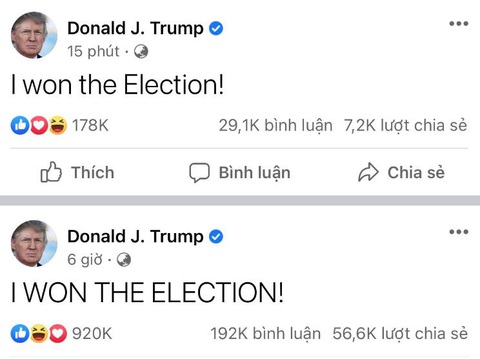 Ông Trump 2 lần trong ngày tuyên bố đã chiến thắng bầu cử - Ảnh 2. Ông Trump 2 lần trong ngày tuyên bố đã chiến thắng bầu cử - Ảnh 2.