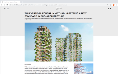 Hàng loạt báo quốc tế viết về toà tháp xanh Ecopark - Ảnh 1. Hàng loạt báo quốc tế viết về toà tháp xanh Ecopark - Ảnh 1.