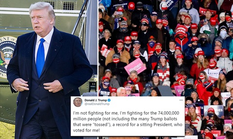 Ông Trump: Tôi đang chiến đấu vì 74 triệu người cùng những cử tri bị vứt phiếu đi - Ảnh 1. Ông Trump: Tôi đang chiến đấu vì 74 triệu người cùng những cử tri bị vứt phiếu đi - Ảnh 1.