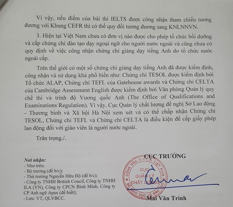 Bộ GD-ĐT lên tiếng vụ Giáo viên IELTS 8.0 vẫn chưa đủ điều kiện dạy ở Việt Nam - Ảnh 1. Bộ GD-ĐT lên tiếng vụ Giáo viên IELTS 8.0 vẫn chưa đủ điều kiện dạy ở Việt Nam - Ảnh 1.
