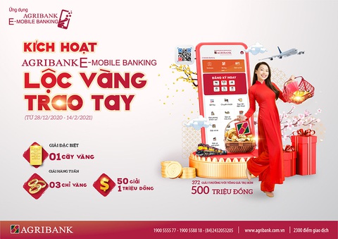 Cơ hội trúng 1 lượng vàng khi ‘Kích hoạt Agribank E-Mobile Banking’ - Ảnh 1. Cơ hội trúng 1 lượng vàng khi ‘Kích hoạt Agribank E-Mobile Banking’ - Ảnh 1.