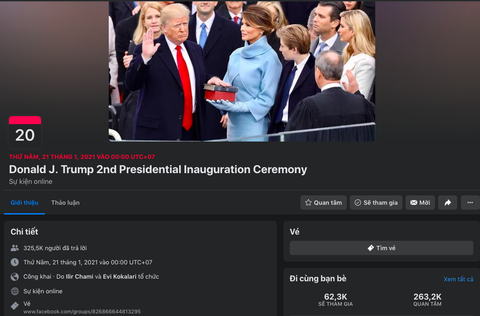 Người hâm mộ tổ chức ‘lễ nhậm chức lần 2’ cho ông Trump, Facebook dán cảnh báo - Ảnh 1. Người hâm mộ tổ chức ‘lễ nhậm chức lần 2’ cho ông Trump, Facebook dán cảnh báo - Ảnh 1.