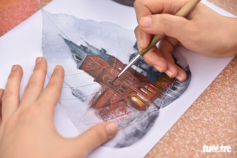 Độc đáo những bức tranh vẽ trên xương lá bồ đề - Ảnh 5. Độc đáo những bức tranh vẽ trên xương lá bồ đề - Ảnh 5.