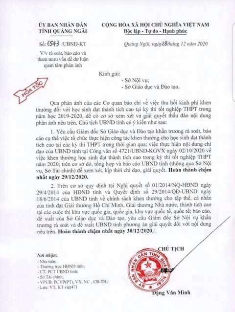Hỏa tốc tìm phương án xử lý 3,5 tỉ đồng khen thưởng học sinh điểm cao - Ảnh 1. Hỏa tốc tìm phương án xử lý 3,5 tỉ đồng khen thưởng học sinh điểm cao - Ảnh 1.