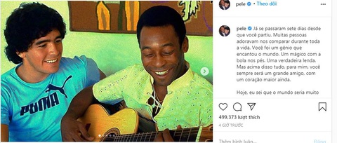 Pele viết tâm thư đẫm nước mắt tưởng nhớ Maradona - Ảnh 1. Pele viết tâm thư đẫm nước mắt tưởng nhớ Maradona - Ảnh 1.