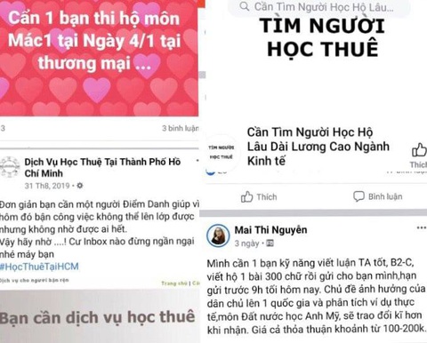 Tràn lan quảng cáo học thuê, thi thuê - Ảnh 1. Tràn lan quảng cáo học thuê, thi thuê - Ảnh 1.