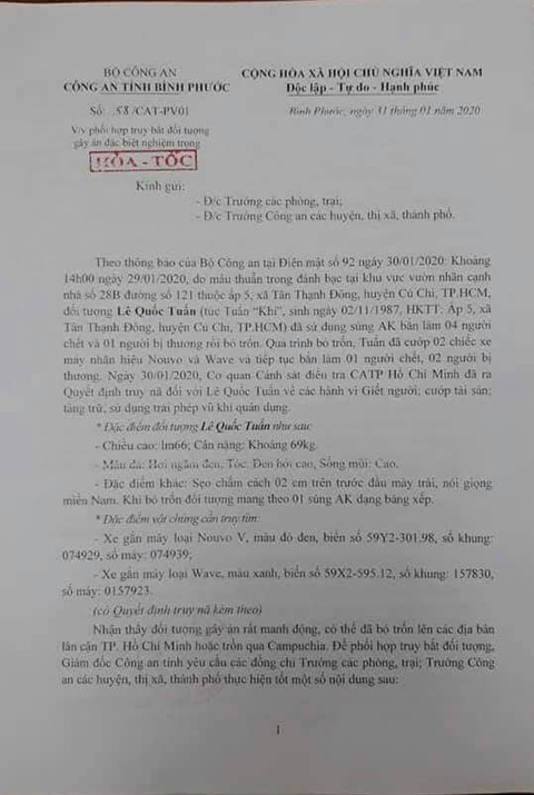 Công an Bình Phước phối hợp truy bắt nghi phạm bắn chết 4 người ở Củ Chi - Ảnh 2. Công an Bình Phước phối hợp truy bắt nghi phạm bắn chết 4 người ở Củ Chi - Ảnh 2.