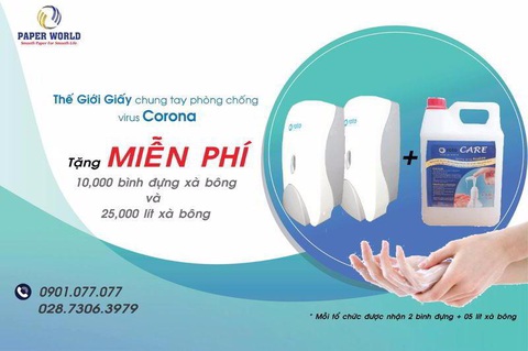 Thế Giới Giấy tặng 10.000 bình đựng 25.000 lít xà bông rửa tay - Ảnh 1. Thế Giới Giấy tặng 10.000 bình đựng 25.000 lít xà bông rửa tay - Ảnh 1.