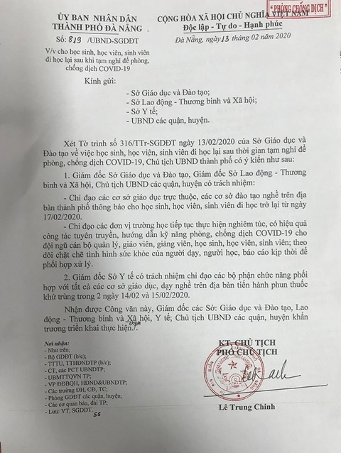 Học sinh Đà Nẵng, Bình Phước đi học lại từ 17-2 - Ảnh 1.