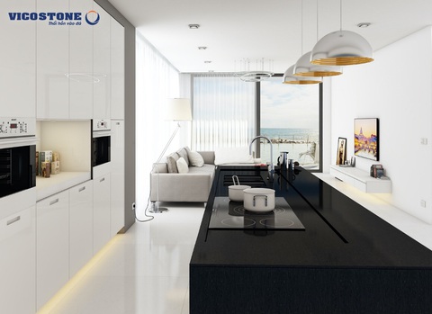 Cách kết hợp đá ốp tạo điểm nhấn cho không gian bếp - Ảnh 2. Cách kết hợp đá ốp tạo điểm nhấn cho không gian bếp - Ảnh 2.