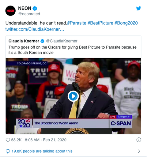 Ông Trump giễu nhại việc Parasite đoạt giải Oscar: Chuyện quái gì vậy? - Ảnh 4. Ông Trump giễu nhại việc Parasite đoạt giải Oscar: Chuyện quái gì vậy? - Ảnh 4.
