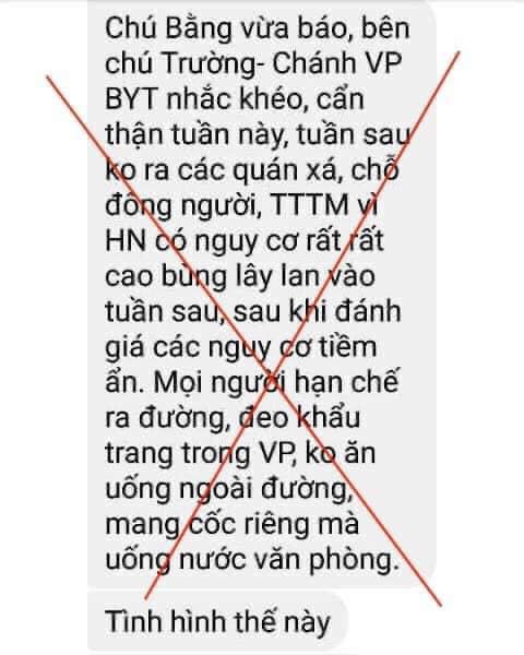 Xuất hiện tin giả về khuyến cáo dịch của chánh văn phòng Bộ Y tế - Ảnh 1. Xuất hiện tin giả về khuyến cáo dịch của chánh văn phòng Bộ Y tế - Ảnh 1.