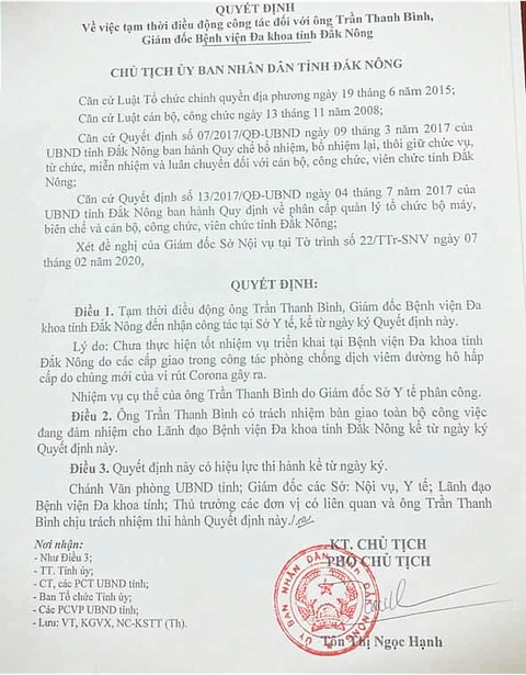 Thiếu quyết liệt phòng dịch corona, giám đốc bệnh viện bị chuyển công tác - Ảnh 2. Thiếu quyết liệt phòng dịch corona, giám đốc bệnh viện bị chuyển công tác - Ảnh 2.