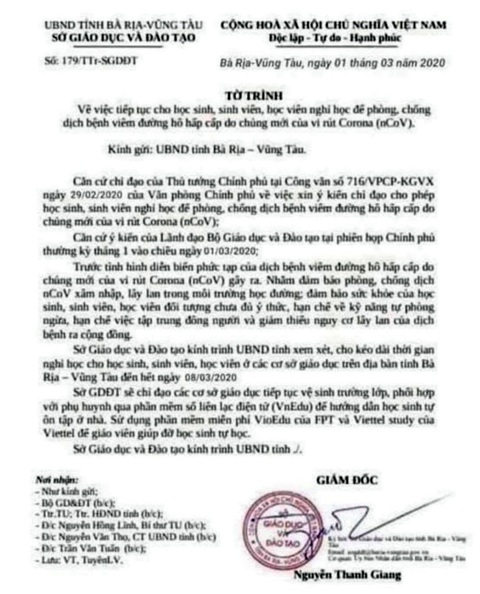 Lại xuất hiện tờ trình giả cho học sinh tiếp tục nghỉ học - Ảnh 1. Lại xuất hiện tờ trình giả cho học sinh tiếp tục nghỉ học - Ảnh 1.
