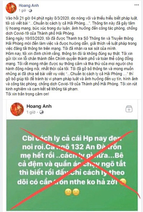 Cô đồng Hoàng Anh nói cách ly cả Hải Phòng đã nhận ra sai sót vẫn bị phạt 10 triệu - Ảnh 1. Cô đồng Hoàng Anh nói cách ly cả Hải Phòng đã nhận ra sai sót vẫn bị phạt 10 triệu - Ảnh 1.