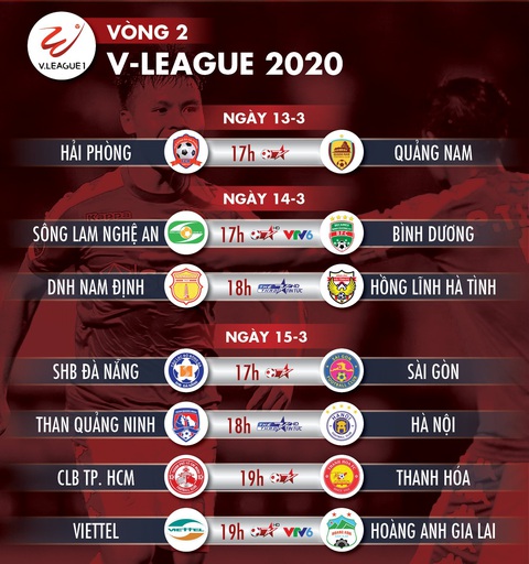 Lịch trực tiếp vòng 2 V-League cuối tuần này - Ảnh 1. Lịch trực tiếp vòng 2 V-League cuối tuần này - Ảnh 1.