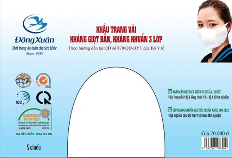 Vinatex tung tiếp khẩu trang kháng khuẩn 3 lớp có tem chống giả, giá 70.000 đồng/5 cái - Ảnh 1. Vinatex tung tiếp khẩu trang kháng khuẩn 3 lớp có tem chống giả, giá 70.000 đồng/5 cái - Ảnh 1.