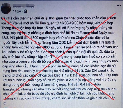 Xử lý hai người tung tin Hà Nội sắp vỡ trận vì dịch COVID-19 - Ảnh 1. Xử lý hai người tung tin Hà Nội sắp vỡ trận vì dịch COVID-19 - Ảnh 1.