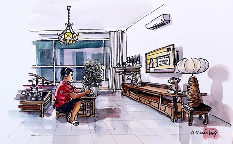 Hà Nội yêu thương, Hà Nội lạ kỳ qua ký họa mùa COVID-19 - Ảnh 12. Hà Nội yêu thương, Hà Nội lạ kỳ qua ký họa mùa COVID-19 - Ảnh 12.