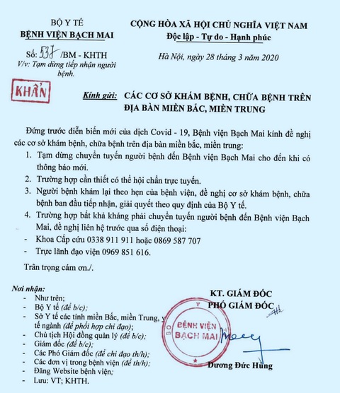 Bộ Y tế kêu gọi người dân từng đến Bệnh viện Bạch Mai nên khai báo sức khỏe - Ảnh 1. Bộ Y tế kêu gọi người dân từng đến Bệnh viện Bạch Mai nên khai báo sức khỏe - Ảnh 1.