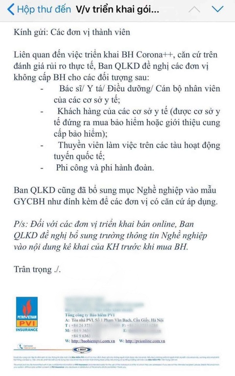 PVI nói thông tin không bán bảo hiểm Corona cho bác sĩ, phi công là hiểu lầm - Ảnh 2. PVI nói thông tin không bán bảo hiểm Corona cho bác sĩ, phi công là hiểu lầm - Ảnh 2.