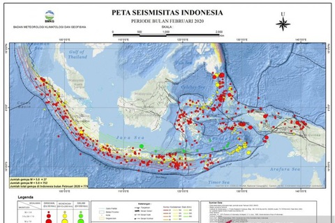 Indonesia có 779 trận động đất chỉ trong tháng 2 - Ảnh 1. Indonesia có 779 trận động đất chỉ trong tháng 2 - Ảnh 1.