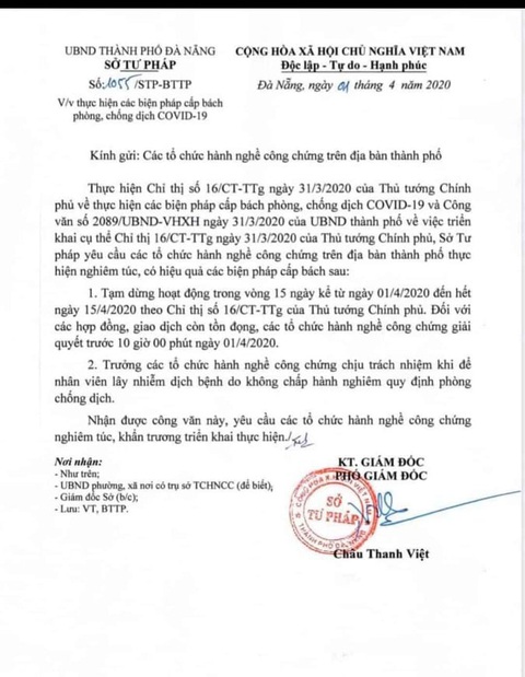 Các tổ chức hành nghề luật sư, công chứng Đà Nẵng dừng hoạt động - Ảnh 2. Các tổ chức hành nghề luật sư, công chứng Đà Nẵng dừng hoạt động - Ảnh 2.