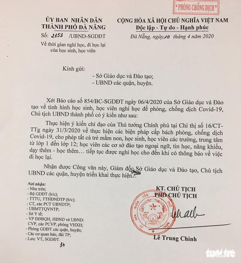 Học sinh Đà Nẵng tiếp tục nghỉ học cho đến khi có thông báo - Ảnh 1. Học sinh Đà Nẵng tiếp tục nghỉ học cho đến khi có thông báo - Ảnh 1.