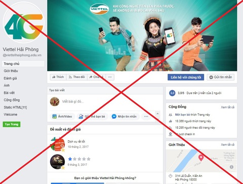 Gỡ bỏ 186 trang mạo danh Viettel trên Facebook - Ảnh 1. Gỡ bỏ 186 trang mạo danh Viettel trên Facebook - Ảnh 1.