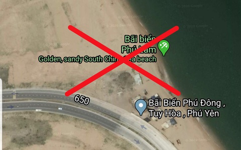 Google Maps biến bãi biển Tuy Hòa thành South China Sea beach - Ảnh 1. Google Maps biến bãi biển Tuy Hòa thành South China Sea beach - Ảnh 1.