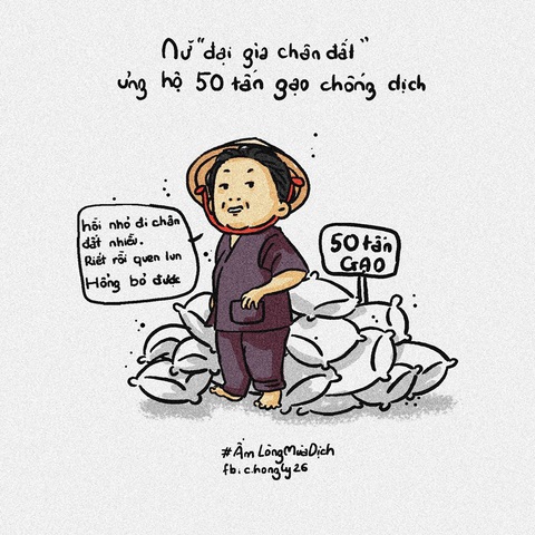 Bộ tranh nữ đại gia chân đất, bà cụ quyên gạo làm ấm lòng mùa dịch - Ảnh 3. Bộ tranh nữ đại gia chân đất, bà cụ quyên gạo làm ấm lòng mùa dịch - Ảnh 3.
