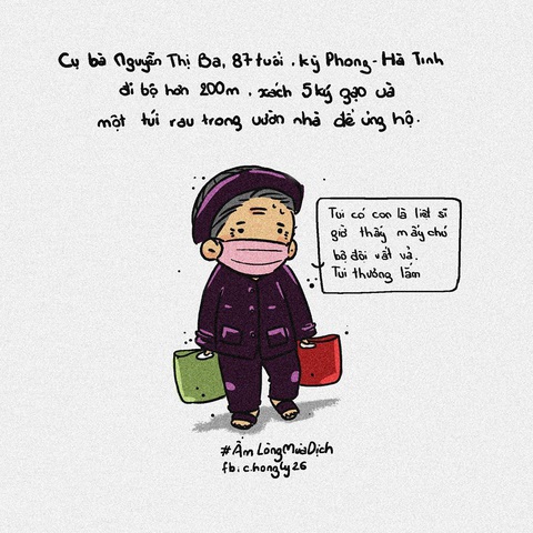 Bộ tranh nữ đại gia chân đất, bà cụ quyên gạo làm ấm lòng mùa dịch - Ảnh 6. Bộ tranh nữ đại gia chân đất, bà cụ quyên gạo làm ấm lòng mùa dịch - Ảnh 6.