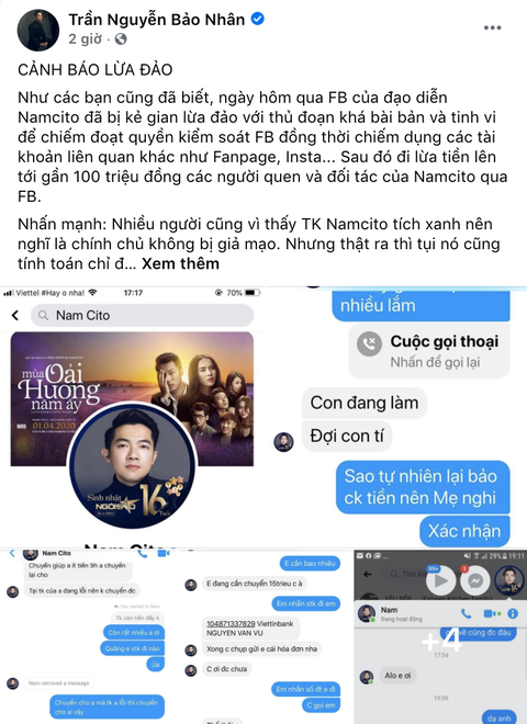 Đạo diễn Gái già lắm chiêu bị kẻ gian chiếm Facebook để lừa đảo gần 100 triệu - Ảnh 2. Đạo diễn Gái già lắm chiêu bị kẻ gian chiếm Facebook để lừa đảo gần 100 triệu - Ảnh 2.