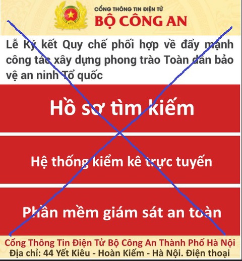 Giả mạo Cổng thông tin điện tử Bộ Công an để lừa đảo - Ảnh 1. Giả mạo Cổng thông tin điện tử Bộ Công an để lừa đảo - Ảnh 1.
