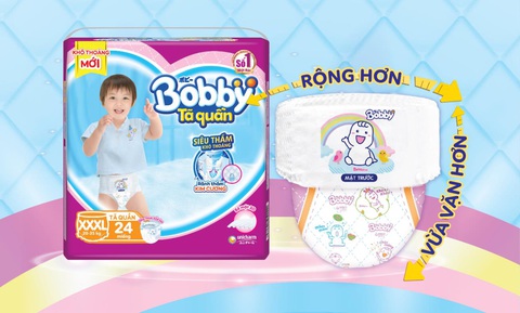 Tã quần Bobby ra mắt cỡ XXXL cho bé lớn đến 35kg - Ảnh 1. Tã quần Bobby ra mắt cỡ XXXL cho bé lớn đến 35kg - Ảnh 1.