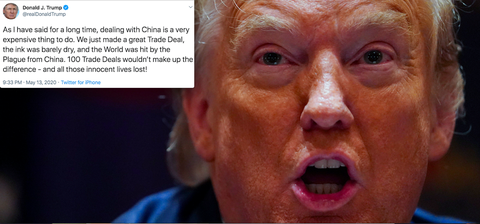 Ông Trump: 100 thỏa thuận thương mại cũng không bù đắp được bệnh dịch từ Trung Quốc - Ảnh 1. Ông Trump: 100 thỏa thuận thương mại cũng không bù đắp được bệnh dịch từ Trung Quốc - Ảnh 1.
