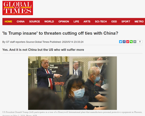 Hoàn Cầu Thời Báo của Trung Quốc nói ông Trump điên - Ảnh 1. Hoàn Cầu Thời Báo của Trung Quốc nói ông Trump điên - Ảnh 1.