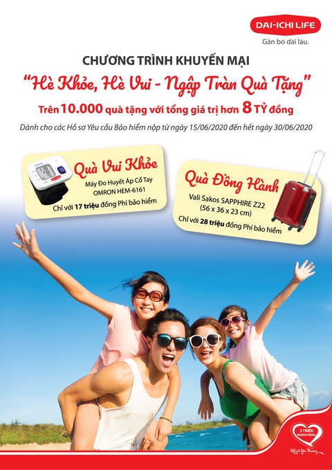 Hè khỏe, hè vui - Ngập tràn quà tặng trị giá hơn 8 tỉ đồng từ Dai-ichi Life Việt Nam - Ảnh 1. Hè khỏe, hè vui - Ngập tràn quà tặng trị giá hơn 8 tỉ đồng từ Dai-ichi Life Việt Nam - Ảnh 1.