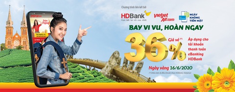 Hoàn tiền khủng khi đặt vé máy bay Vietjet, thanh toán qua HDBank eBanking hôm nay - Ảnh 1. Hoàn tiền khủng khi đặt vé máy bay Vietjet, thanh toán qua HDBank eBanking hôm nay - Ảnh 1.