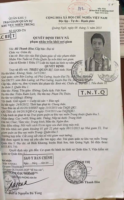 Phạm nhân giết người đặc biệt nguy hiểm trốn trại giam quân sự lần 2 - Ảnh 2. Phạm nhân giết người đặc biệt nguy hiểm trốn trại giam quân sự lần 2 - Ảnh 2.