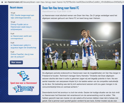 Giám đốc kỹ thuật Heerenveen: Văn Hậu xứng đáng có cơ hội ở đây - Ảnh 1. Giám đốc kỹ thuật Heerenveen: Văn Hậu xứng đáng có cơ hội ở đây - Ảnh 1.