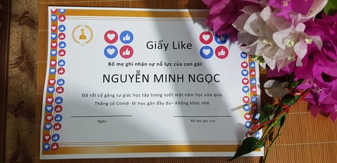 Ông bố in ‘giấy like’ tặng con gái lớp 1 không nhận được giấy khen - Ảnh 4. Ông bố in ‘giấy like’ tặng con gái lớp 1 không nhận được giấy khen - Ảnh 4.
