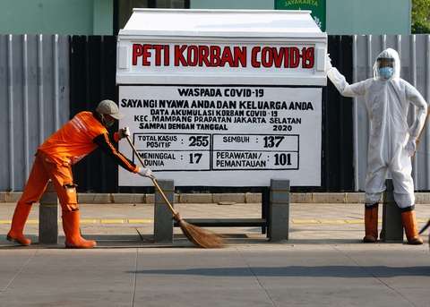 Indonesia dựng quan tài bên đường để hù dân hợp tác chống dịch - Ảnh 2. Indonesia dựng quan tài bên đường để hù dân hợp tác chống dịch - Ảnh 2.