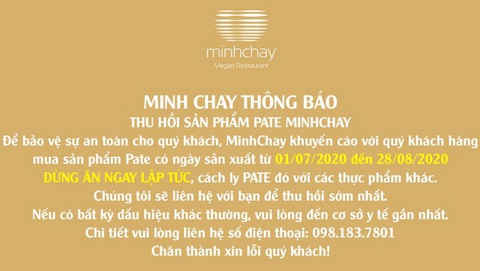 Vụ pate Minh Chay gây độc: Yêu cầu dừng sản xuất từ 20-8, nhưng 9 ngày sau mới công bố - Ảnh 1. Vụ pate Minh Chay gây độc: Yêu cầu dừng sản xuất từ 20-8, nhưng 9 ngày sau mới công bố - Ảnh 1.