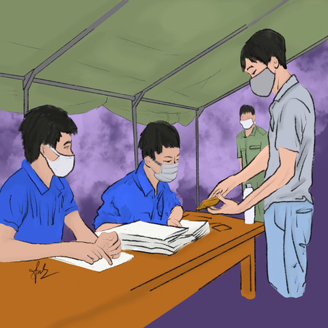 Cảm động bộ tranh chiến sĩ áo trắng, áo xanh chống dịch của sinh viên Đà Nẵng - Ảnh 2. Cảm động bộ tranh chiến sĩ áo trắng, áo xanh chống dịch của sinh viên Đà Nẵng - Ảnh 2.