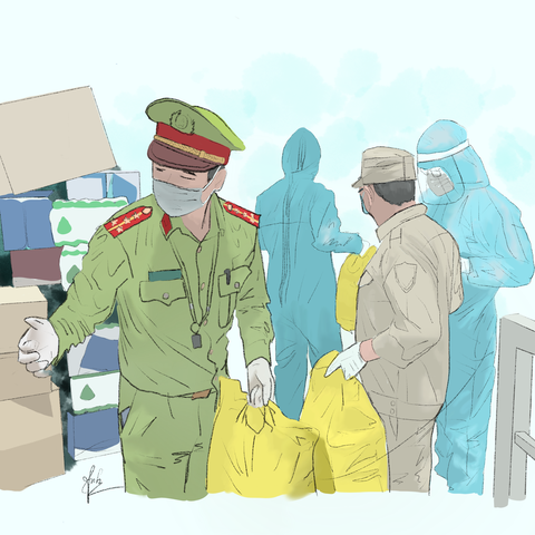 Cảm động bộ tranh chiến sĩ áo trắng, áo xanh chống dịch của sinh viên Đà Nẵng - Ảnh 4. Cảm động bộ tranh chiến sĩ áo trắng, áo xanh chống dịch của sinh viên Đà Nẵng - Ảnh 4.
