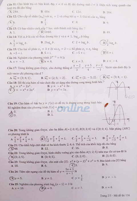 Gợi ý bài giải môn toán thi tốt nghiệp THPT 2020 - đủ 24 mã đề - Ảnh 2. Gợi ý bài giải môn toán thi tốt nghiệp THPT 2020 - đủ 24 mã đề - Ảnh 2.