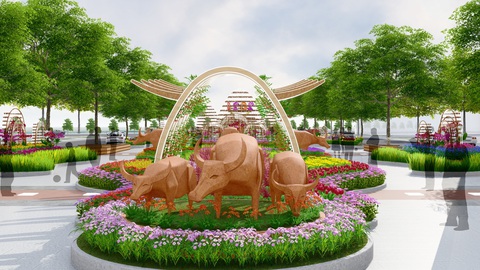 Đường hoa Nguyễn Huệ Tết Tân Sửu tái hiện trâu và cuộc sống ruộng đồng - Ảnh 7. Đường hoa Nguyễn Huệ Tết Tân Sửu tái hiện trâu và cuộc sống ruộng đồng - Ảnh 7.