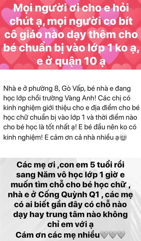 Con mới lớp lá, lên mạng rối rít địa chỉ dạy thêm lớp 1 ở đâu các mẹ ơi? - Ảnh 3. Con mới lớp lá, lên mạng rối rít địa chỉ dạy thêm lớp 1 ở đâu các mẹ ơi? - Ảnh 3.