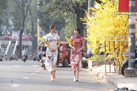 Lễ hội Tết Việt chưa bắt đầu, nhiều bạn gái đã xúng xính váy áo với đường mai - Ảnh 2. Lễ hội Tết Việt chưa bắt đầu, nhiều bạn gái đã xúng xính váy áo với đường mai - Ảnh 2.